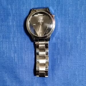 Elegant Silver Watch with Black Dial